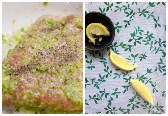 Rub the Marinade on the salmon.